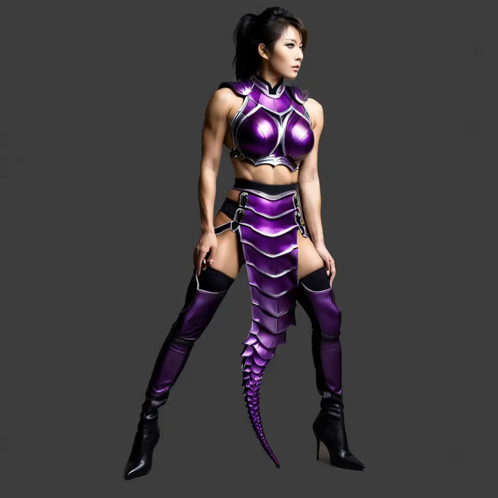 Japanese Woman Bodybuilder in Purple SeahorseArmor