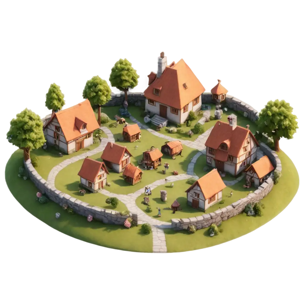 Discover-the-Charm-of-an-Animated-Village-in-HighQuality-PNG-Format