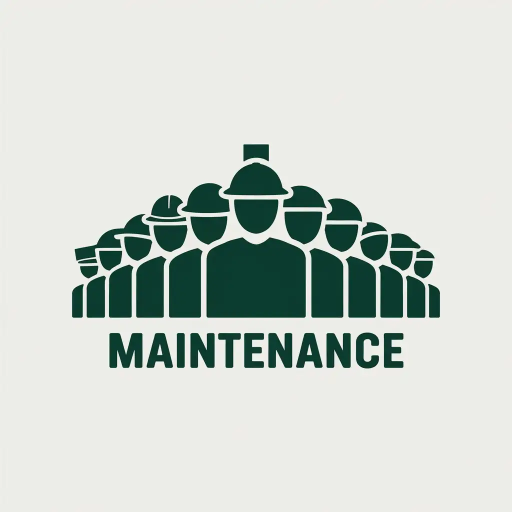 LOGO Design for Maintenance Vector Silhouette of Workers in Minimalist Style with Clear Background