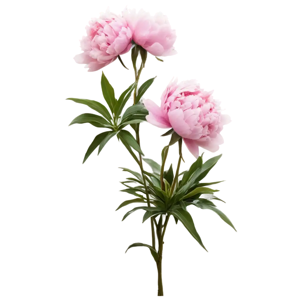 Stunning-PNG-Image-of-a-Blooming-Peony-Bush-with-Long-Stems-in-Full-Height