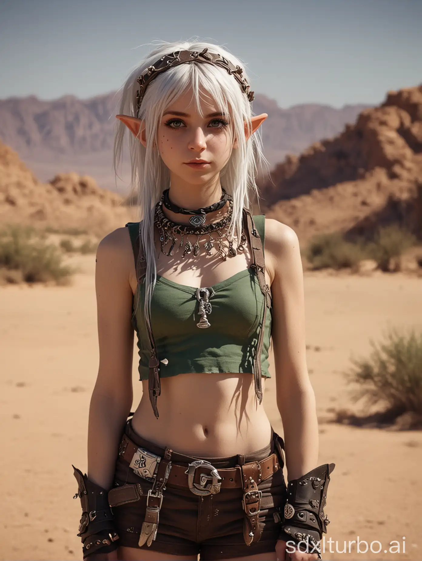 young elf girl, desert-punk