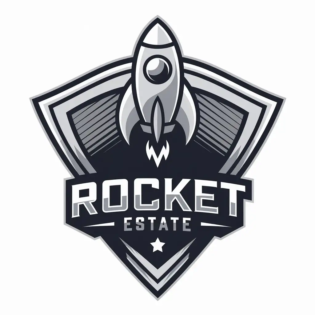 LOGO Design for Rocket Estate Modern Vector with Real Estate Rocket Symbol on Clear Background