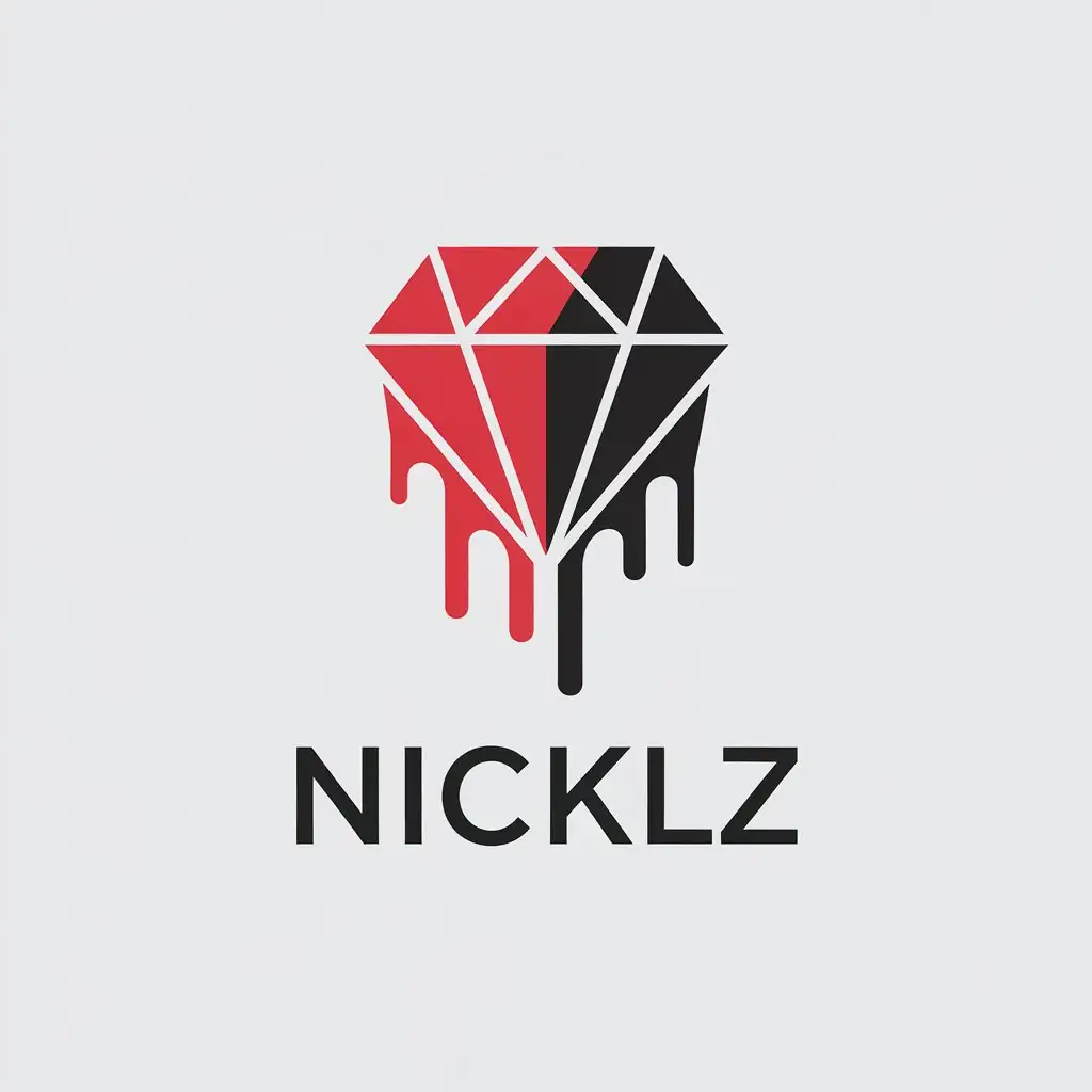 a vector logo design,with the text "Nicklz", main symbol:red and black bleeding diamonds,Minimalistic,be used in Real Estate industry,clear background