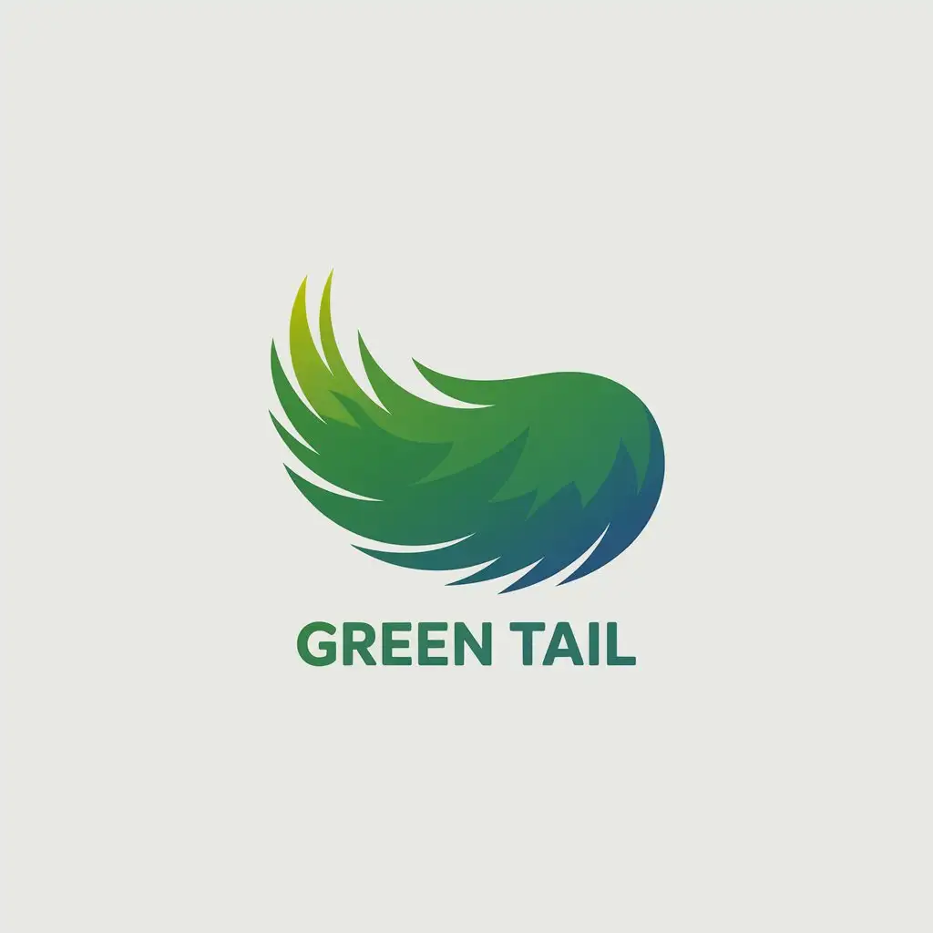 LOGO-Design-for-Green-Tail-Fluffy-Tail-Gradient-from-Green-to-Blue-with-Clear-Background