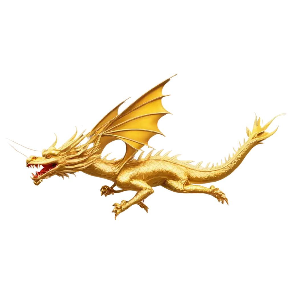 Create a golden dragon swooping