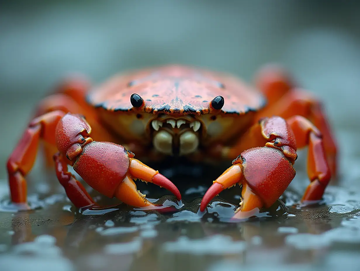 Exotic halloween crab in tide pool