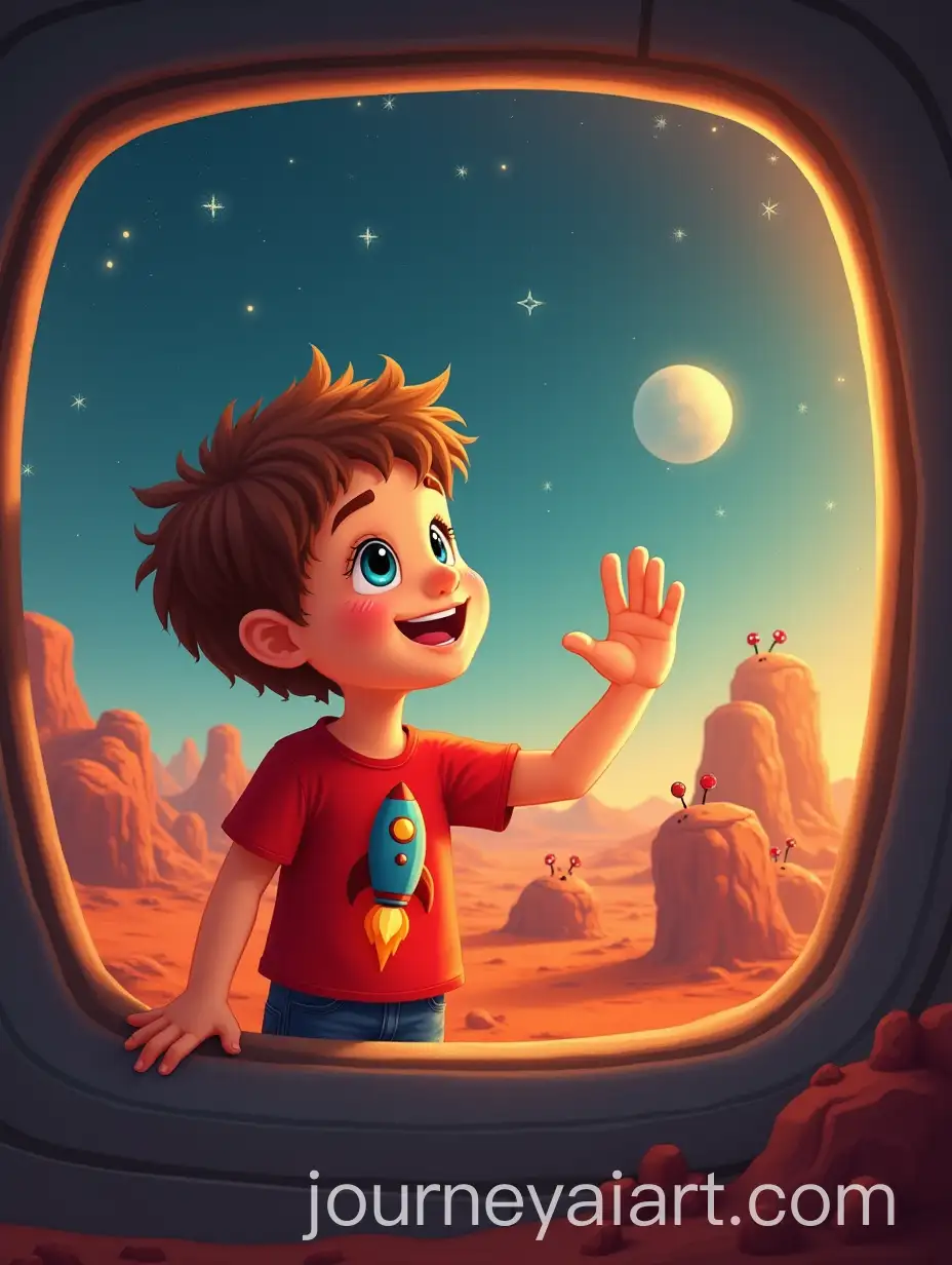 Young-Boy-Waves-from-Spaceship-to-Cheerful-Space-Creatures-on-Mars