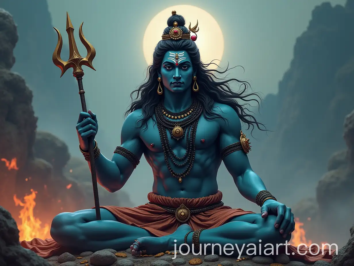 Majestic-Lord-Shiva-in-Divine-Pose-with-Trishul-and-Damru