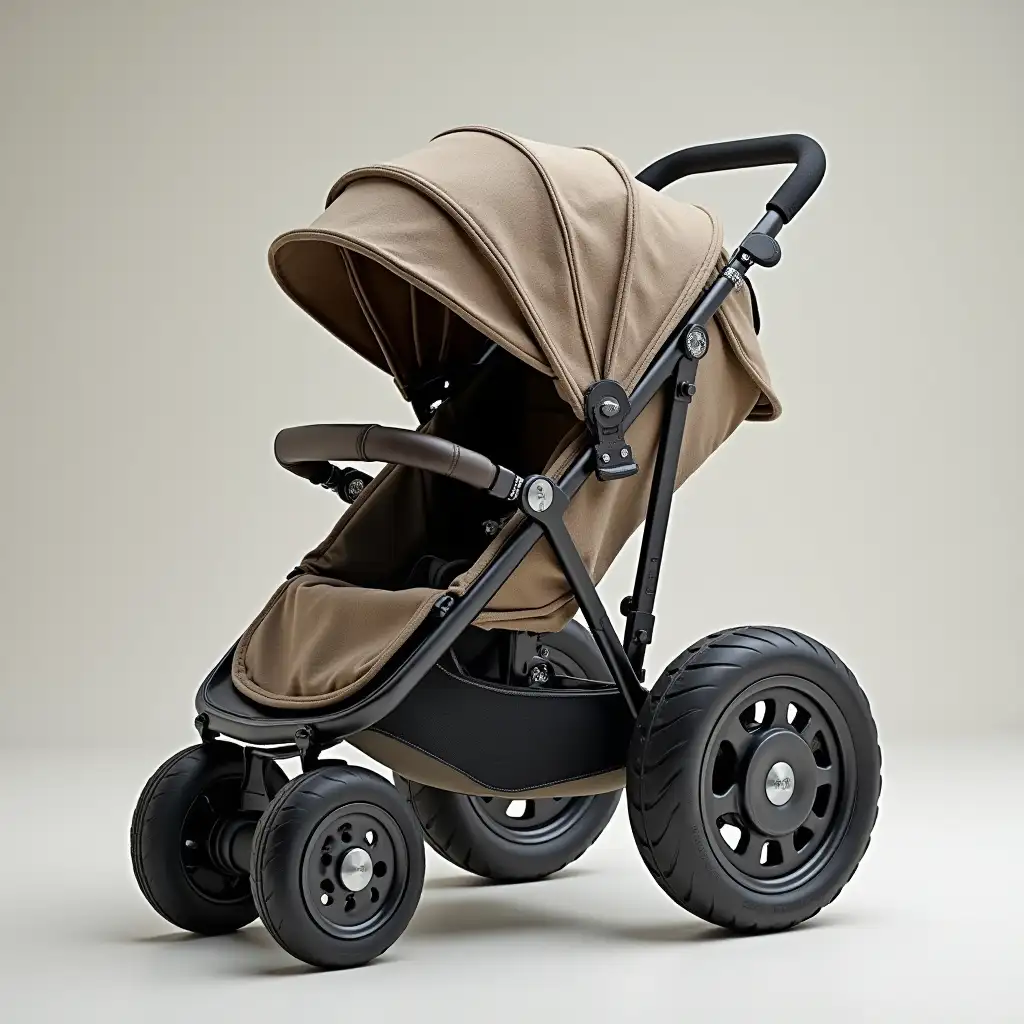 Stroller for children with big wheels from a motorcycle