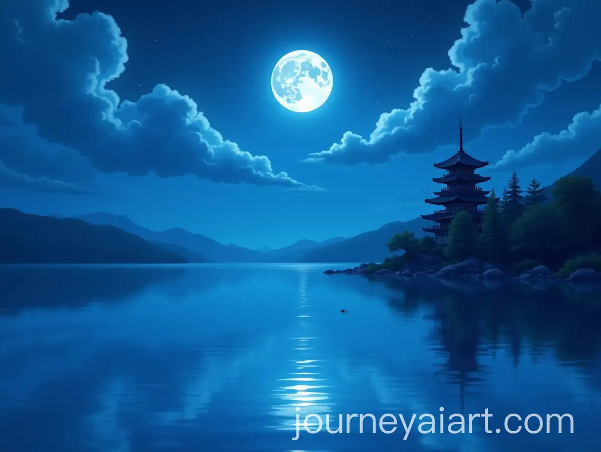 Moonlit-Pagoda-Reflection-in-Serene-Lake