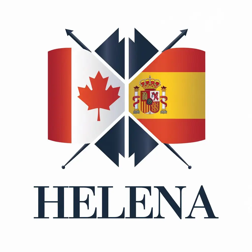 LOGO Design for HELENA Vector with Canada Spain Flag and Clear Background