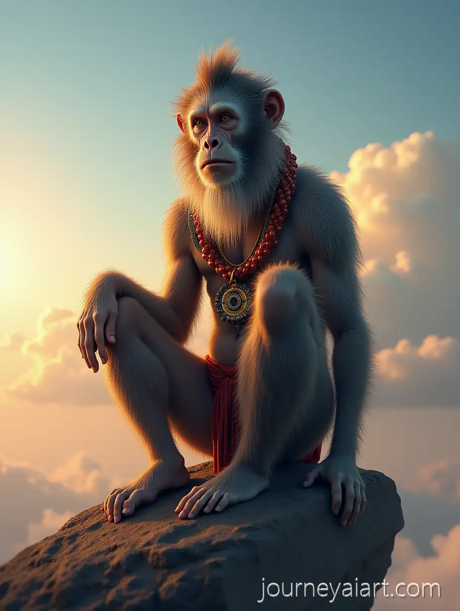 Slim-BodyAI-Image-Prompt-Expansion-Monkey-Face-Hanuman-Sitting-on-Sky-in-Realistic-Style