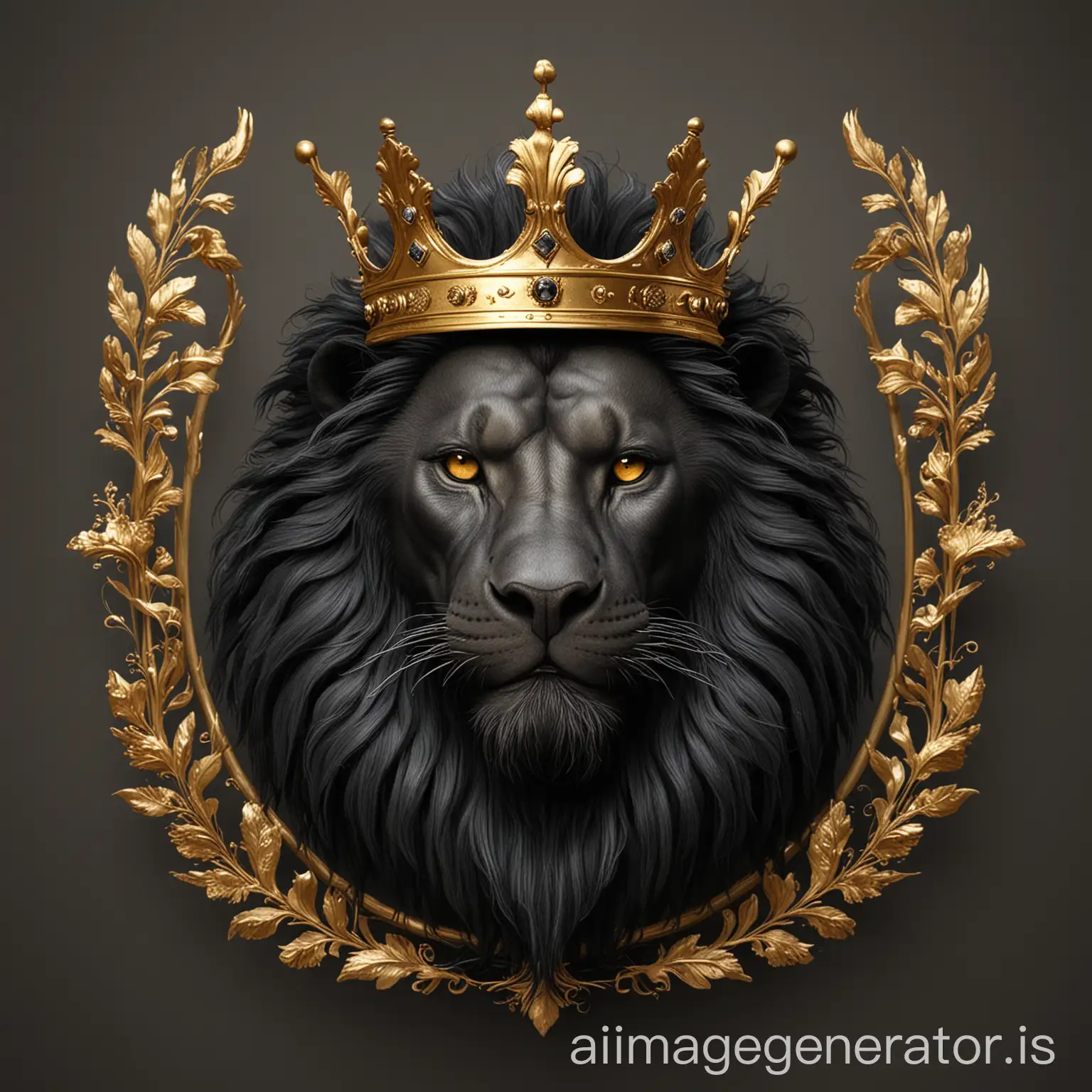 black lion with gold crownd