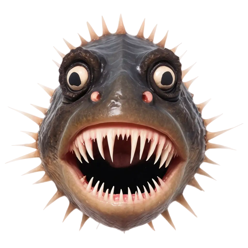 PNG-Image-of-Angler-Fish-Mouth-Front-View-Capturing-the-Intricacies-of-Marine-Biology