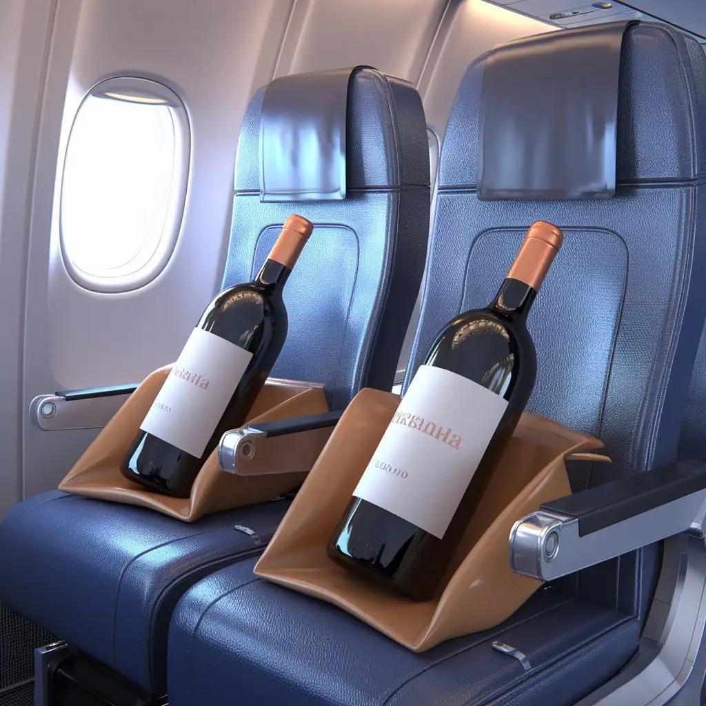 two bottles sit in the passenger seats on an airplane 3d