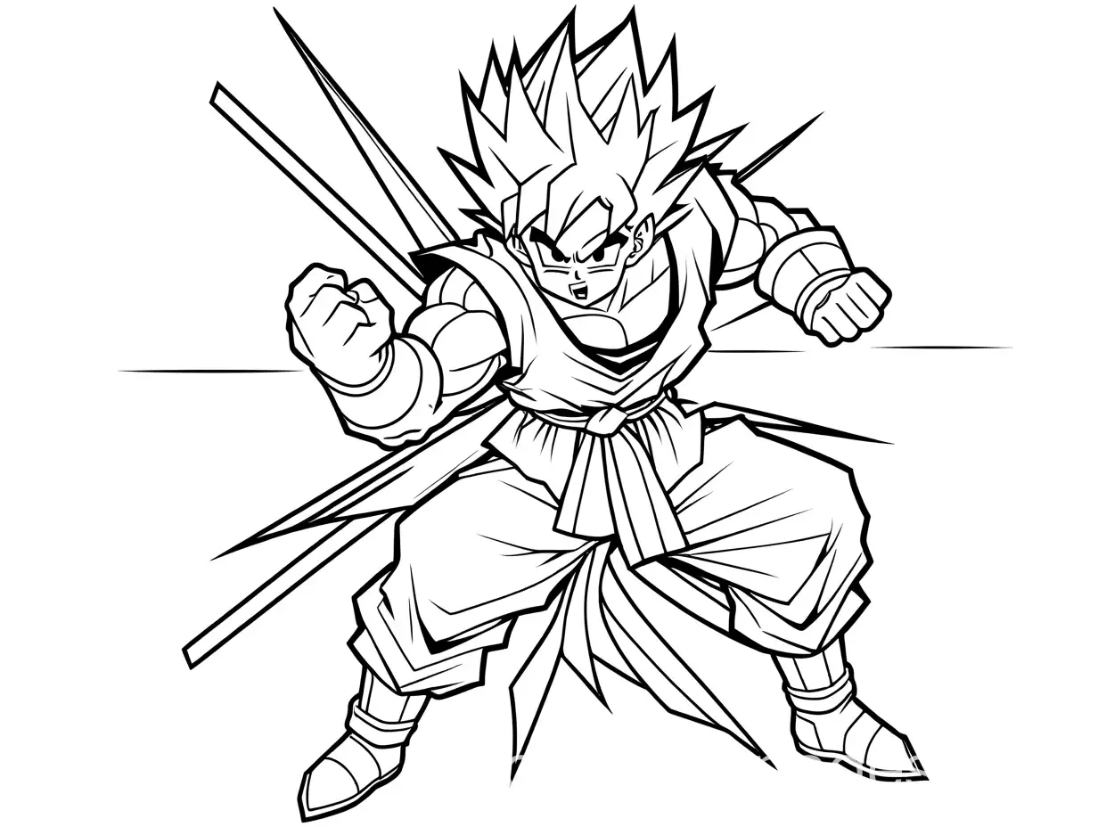 Childrens-Coloring-Page-Simple-Line-Art-of-a-Fighter-Character-on-White-Background