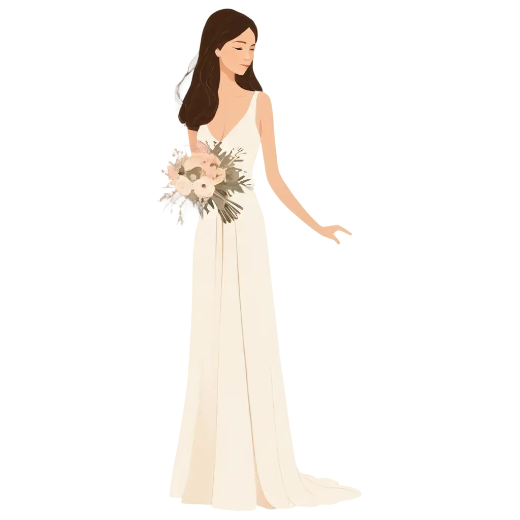 Elegant-Minimalist-PNG-Illustration-Bride-with-Diverse-Bridesmaids-in-Soft-Tones