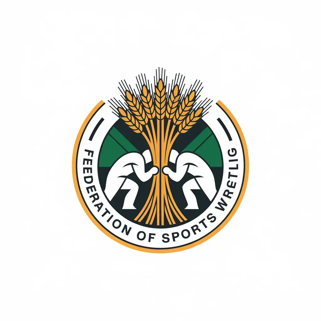 LOGO-Design-for-Federation-of-Sports-Wrestling-Vector-Logo-Featuring-Wheat-Sheaf-and-Symmetric-Fighters