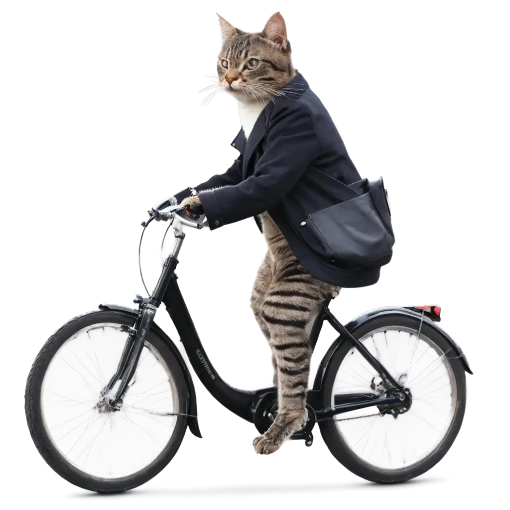 a cat on a bike through the city