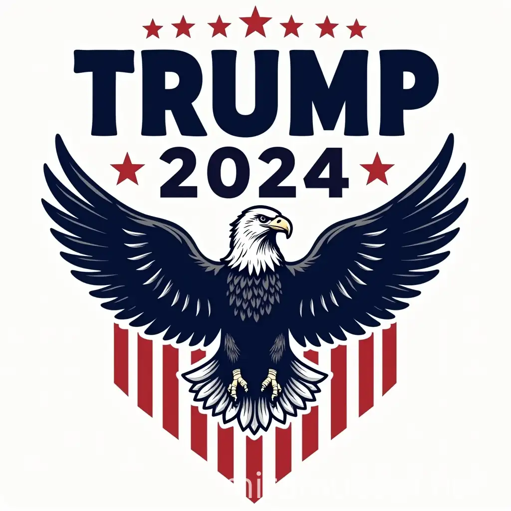 Bold Patriotic Graphic Design TRUMP 2024 Eagle and Stars