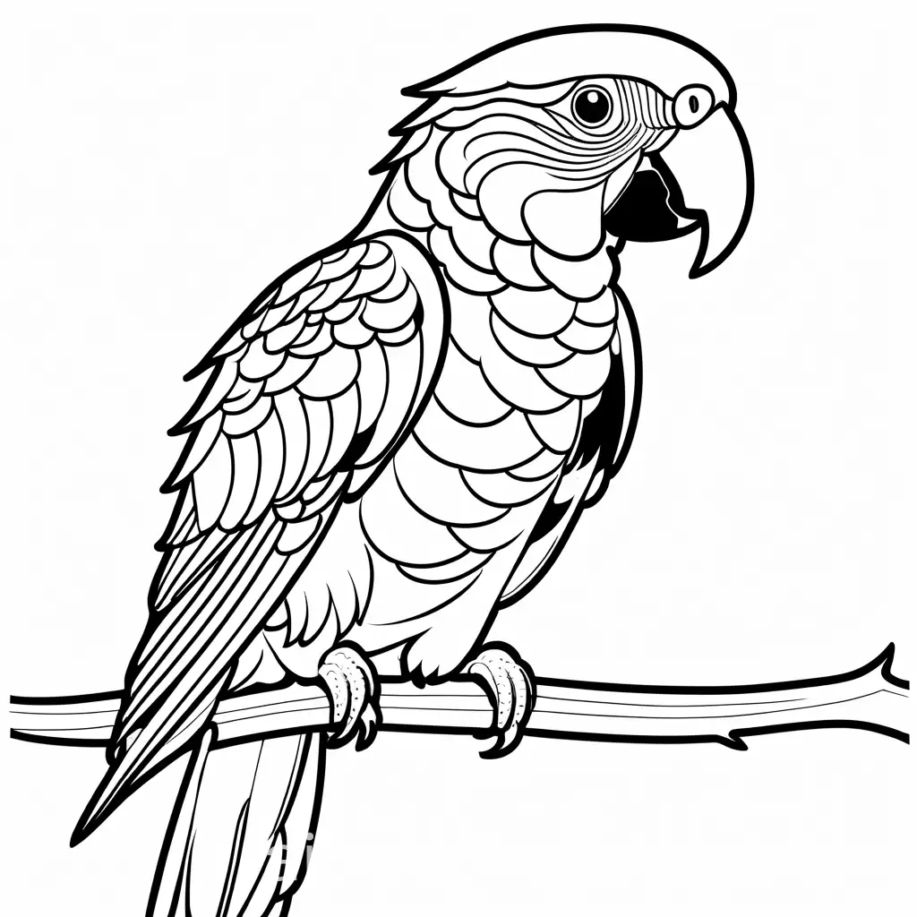 Adorable-Parrot-Tattoo-Line-Drawing-Coloring-Page