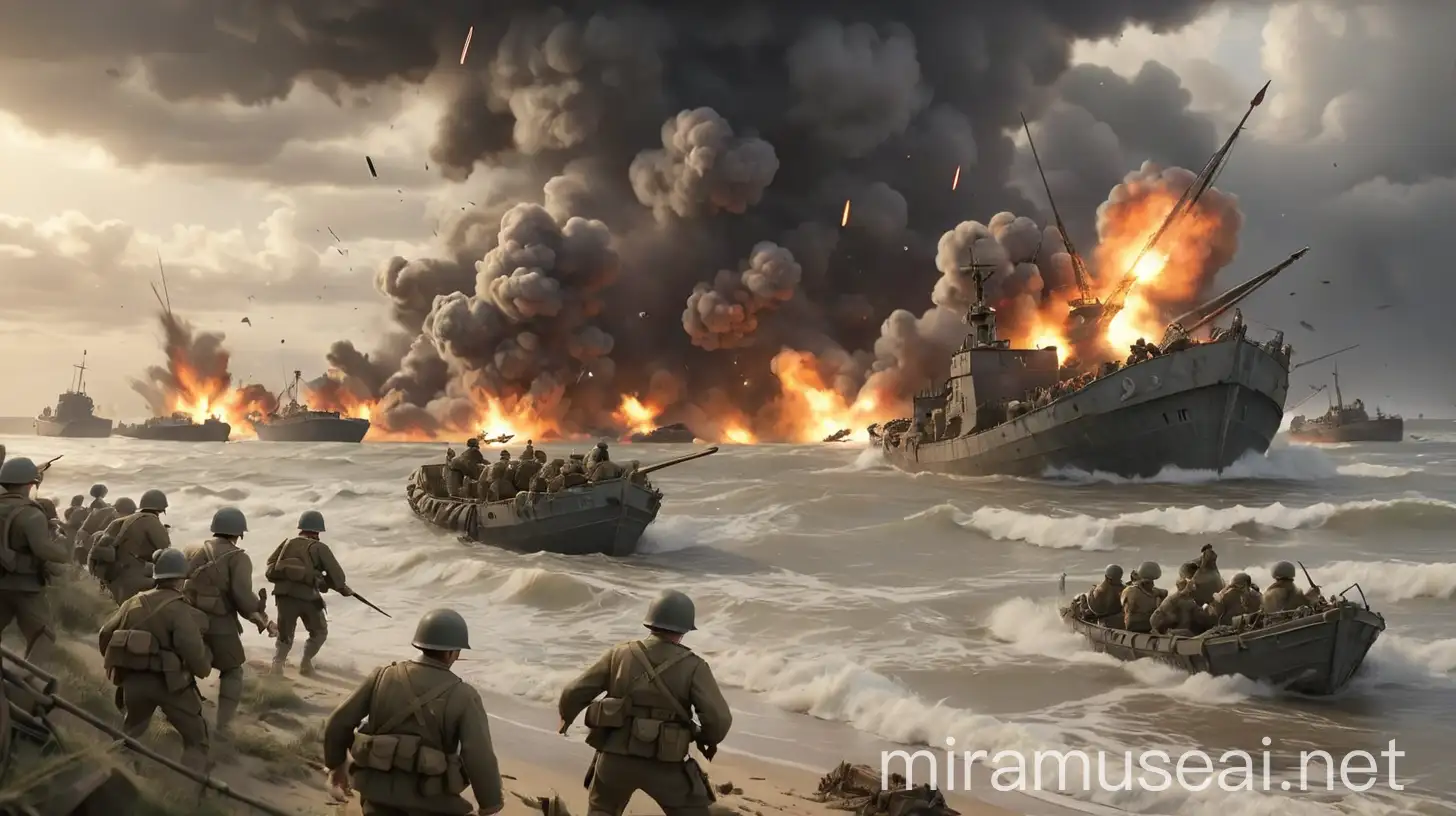 Allied Soldiers Storming Normandy Beaches in Pixar Style