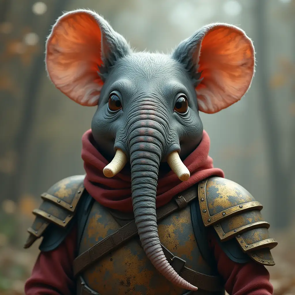 A mix of mouse with elephant trunk and armor