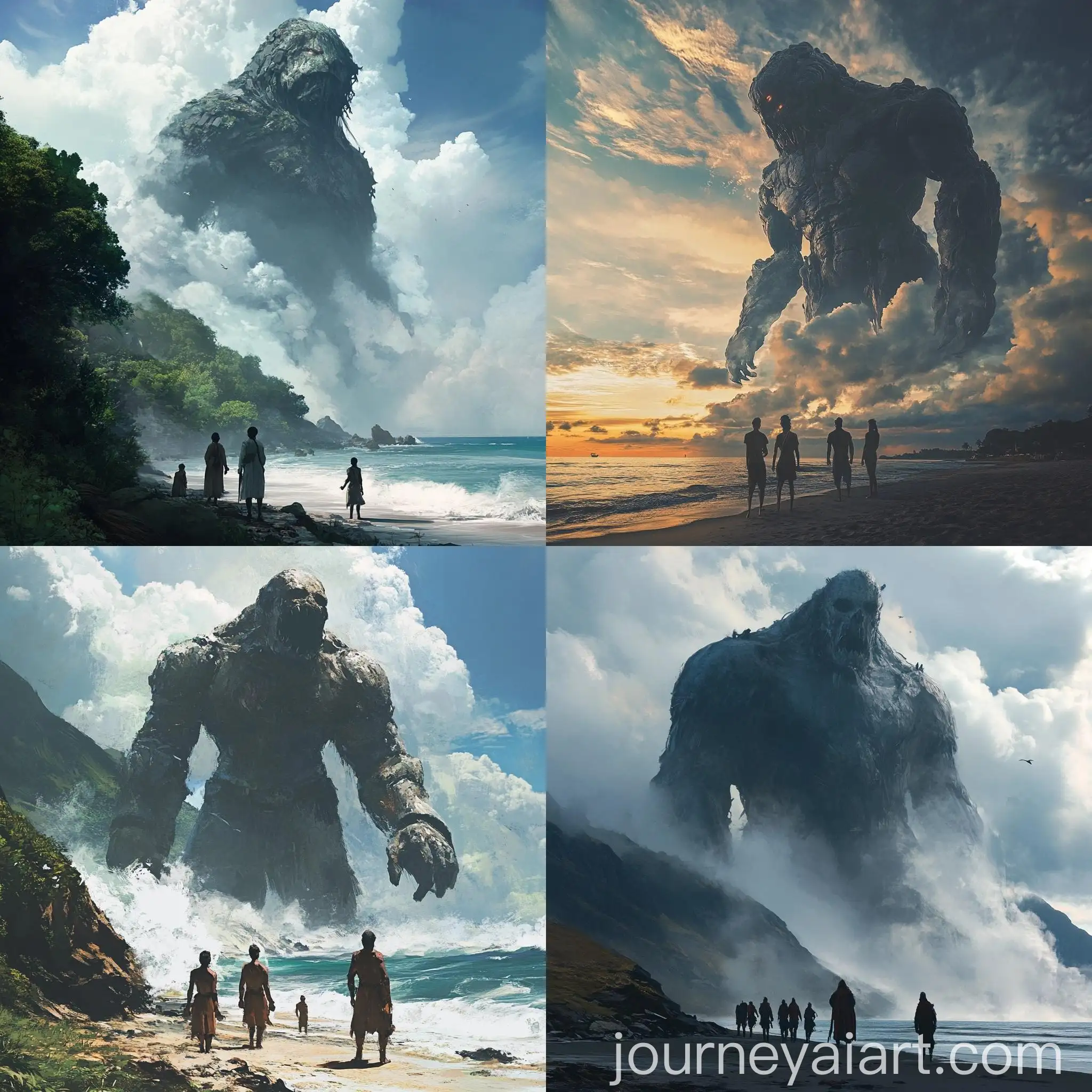 Island-Residents-Marveling-at-Enormous-Titan