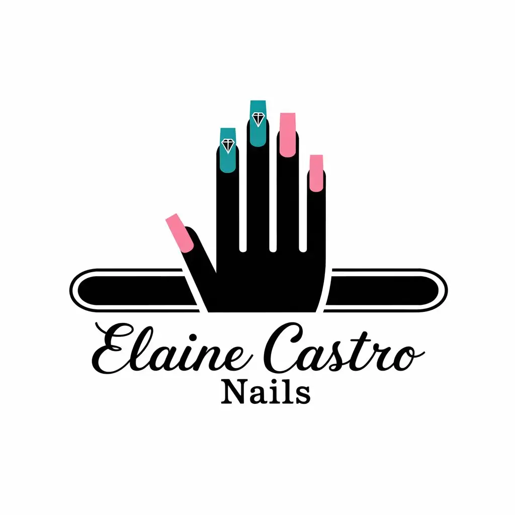 LOGO-Design-For-Elaine-Castro-Nails-Elegant-Hand-and-Nail-Theme-on-Clear-Background