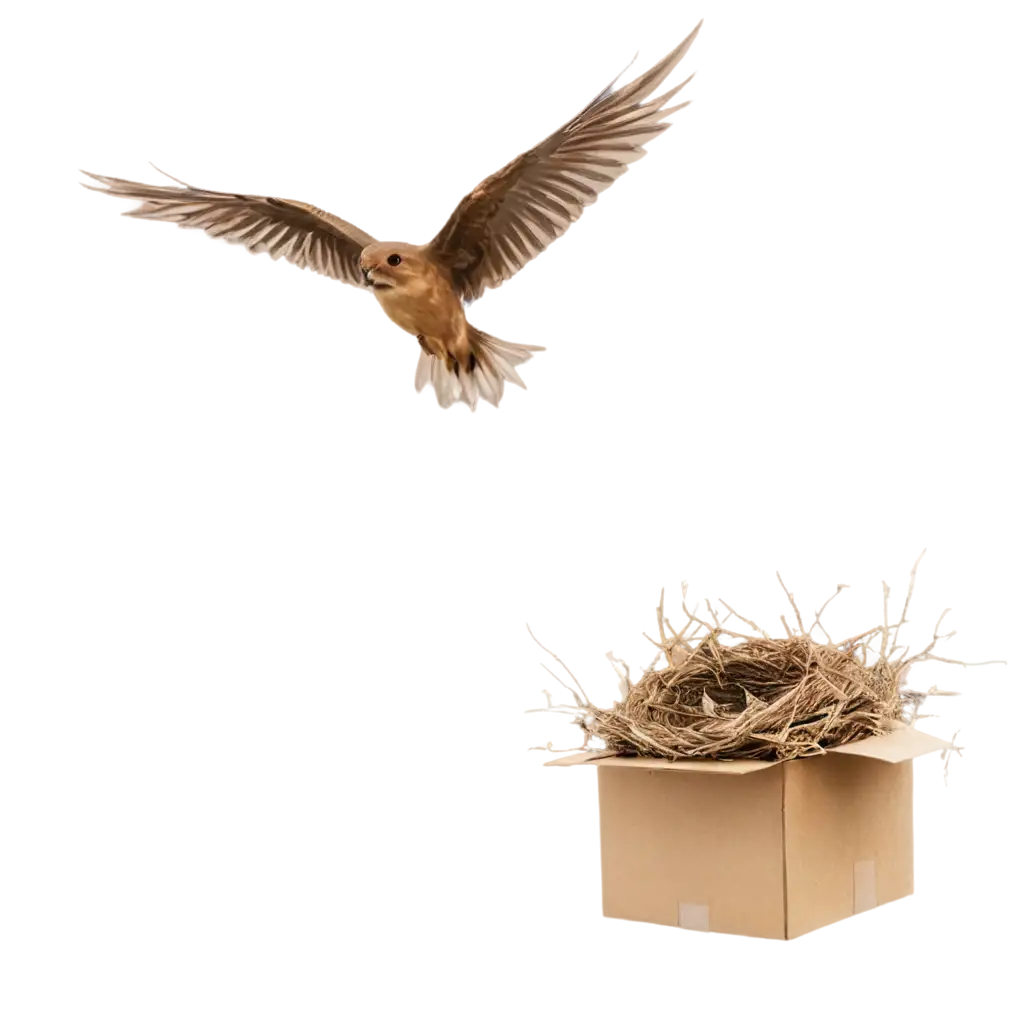 Create an image of a group of swift birds carrying a box of bird's nest together, with the brand 'Yến sào Khánh Hòa Thanh Đài' visible, set against the sky. The image should be in a 16:9 aspect ratio with a width of 1280 pixels