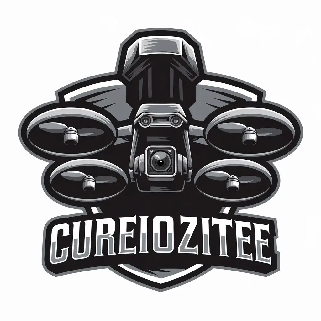 LOGO Design for Cureiozitee Camera Drone Symbol with Clear Background and Modern Aesthetic