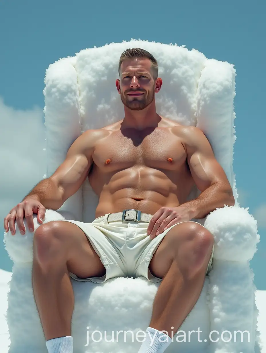 Handsome-Pale-Ginger-Man-with-Tattoos-Relaxing-on-a-Snow-Throne