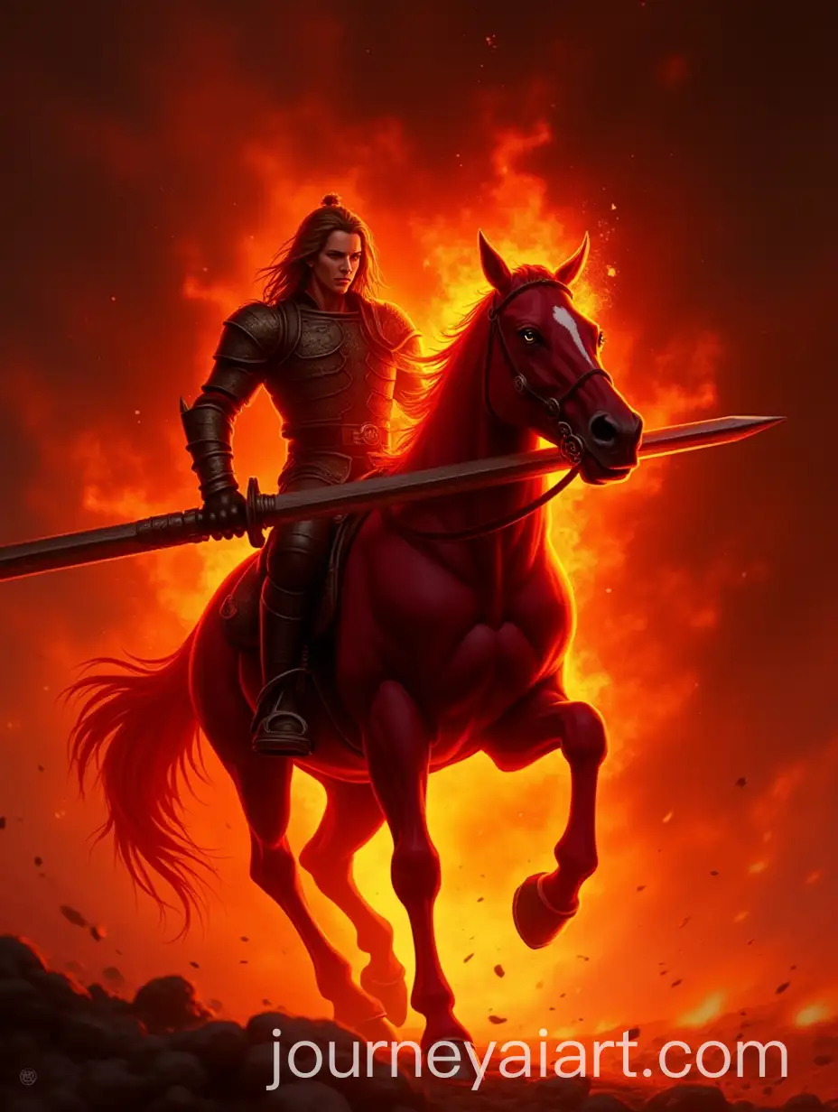 Fiery-Red-Horse-and-Rider-with-Sword-in-Battle
