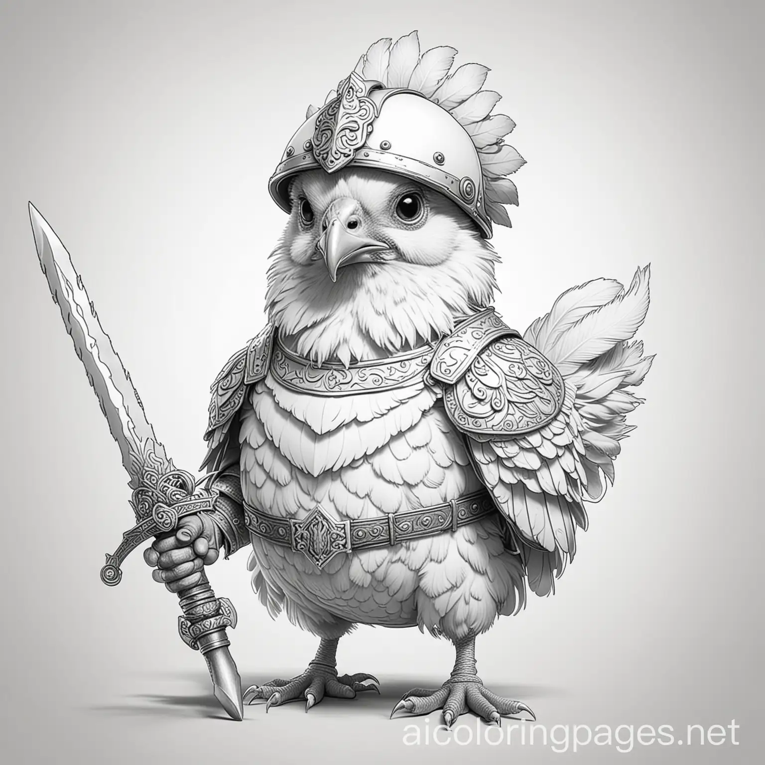 Chicken-Knight-Coloring-Page-with-Sword-and-Helmet