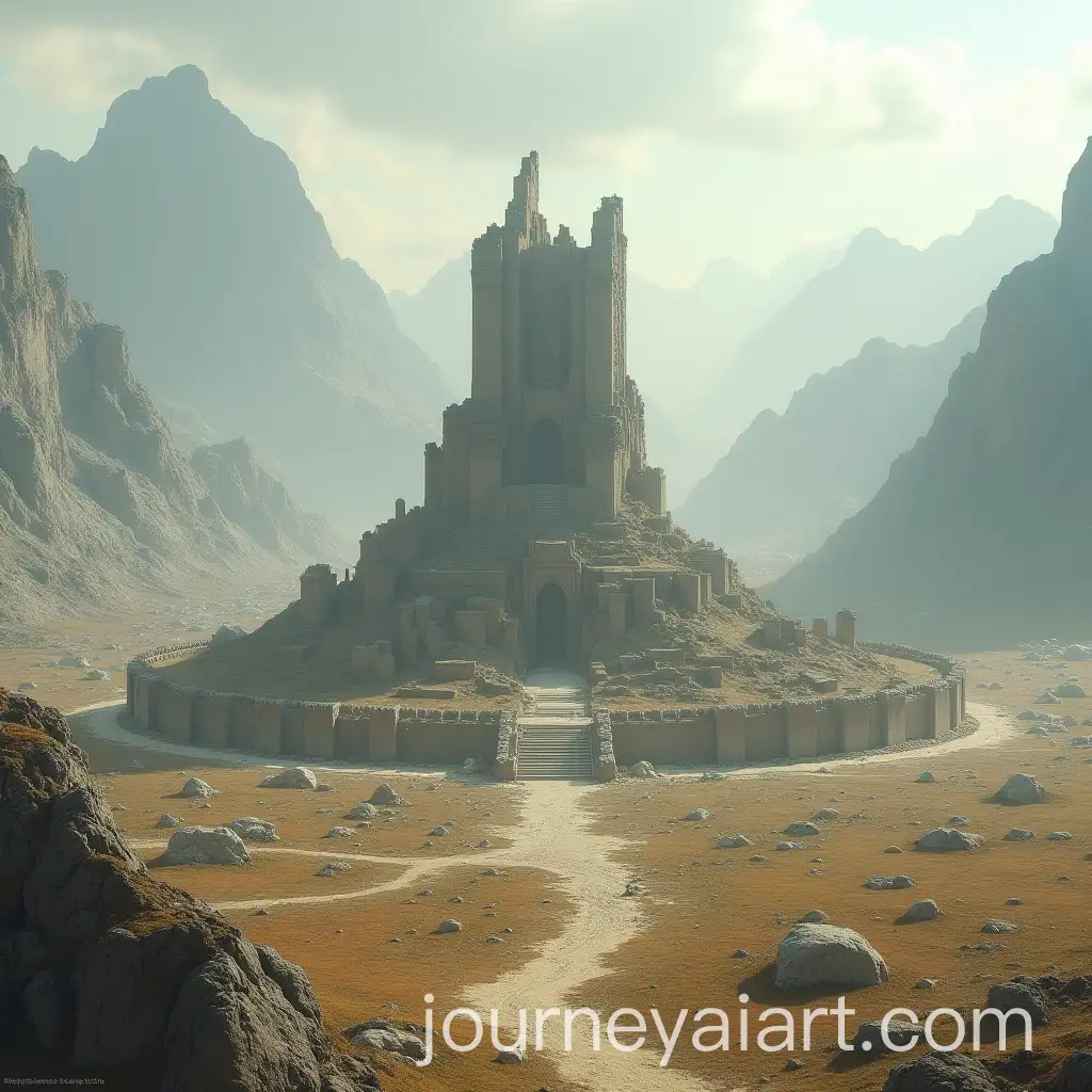 Ruined-Ancient-Alien-Civilization-in-Wide-Plains-and-Mountain-Range