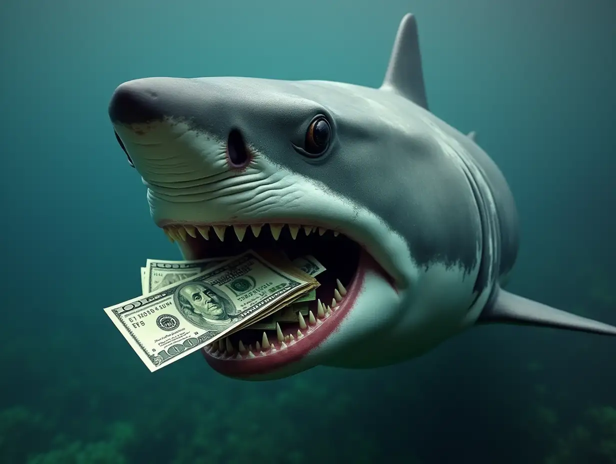 Ultra-Realistic-Shark-Eating-Dollar-Bills-with-a-Full-Mouth-of-Money