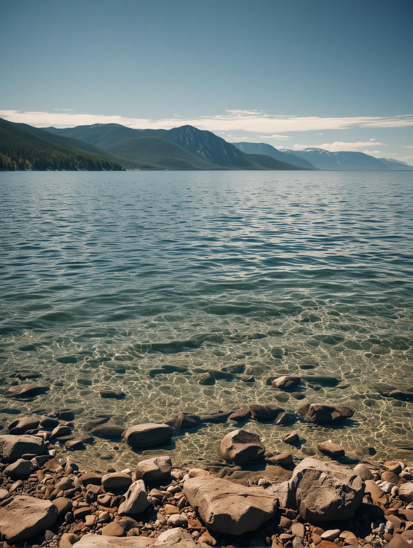 Stunning-Landscape-of-Lake-Baikal-Under-a-Bright-Sunny-Sky