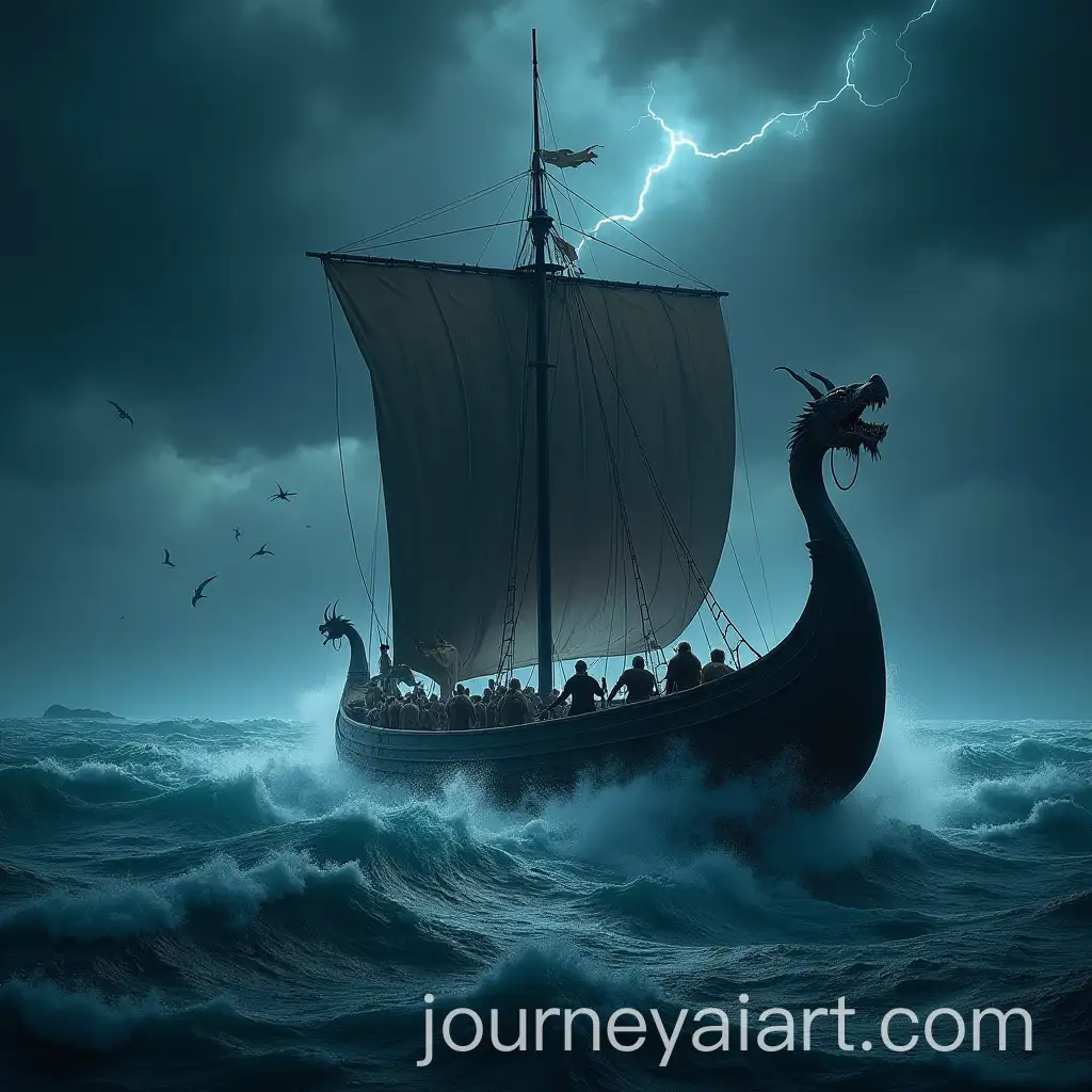 Viking-Longship-Battling-Storm-on-the-Open-Sea