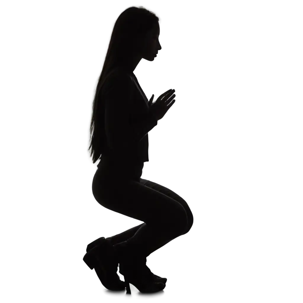 Silhouette-of-a-Woman-Kneeling-in-Prayer-Enhancing-Online-Presence-with-a-PNG-Image