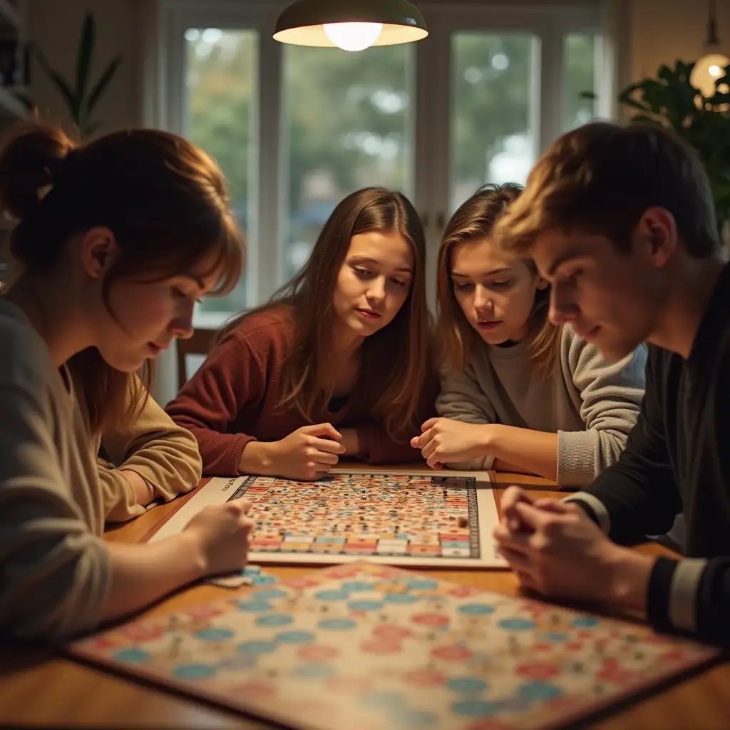 Group-of-Teenagers-Playing-Board-Games-Together-in-a-Cozy-Living-Room