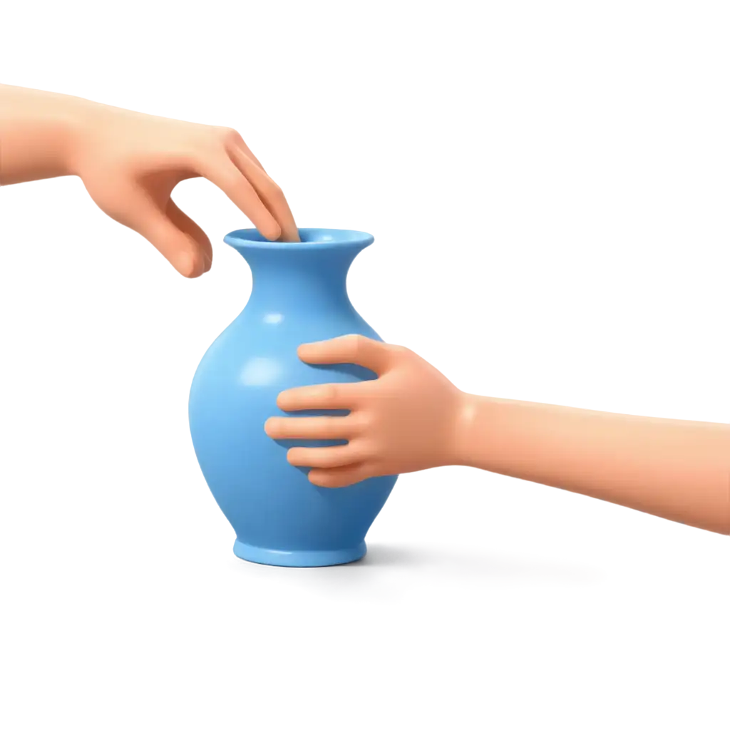 Cartoon-Animated-Hands-Reaching-for-a-Blue-Vase-HighQuality-PNG-Image-for-Multiple-Uses