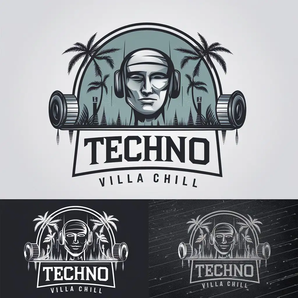 LOGO Design for Techno Villa Chill Modern Techno Theme with Clear Background