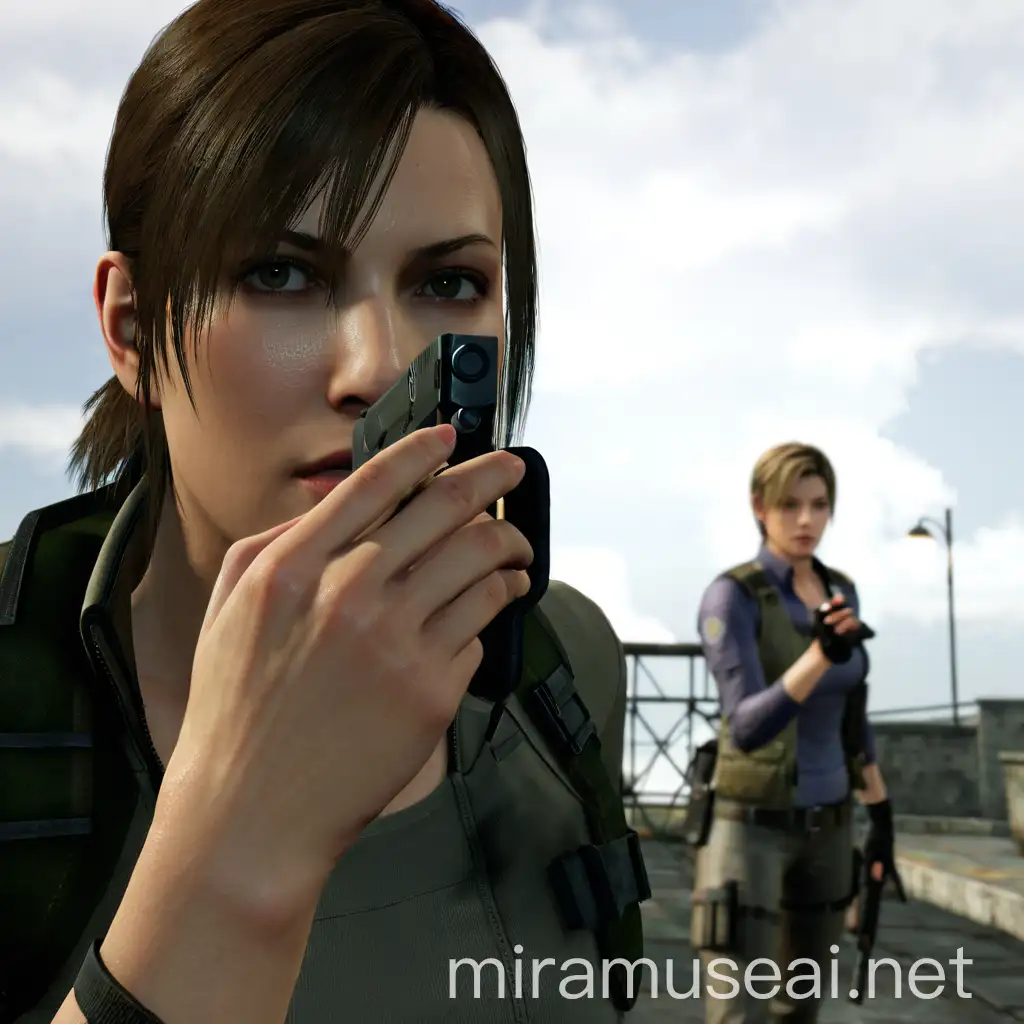 Survival Horror Game Characters Jill and Quiet in Action