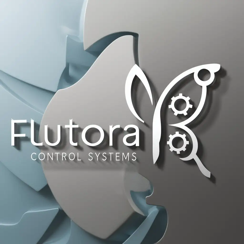 LOGO Design for Flutora Control Systems Butterfly Symbol with Industrial and Automation Theme