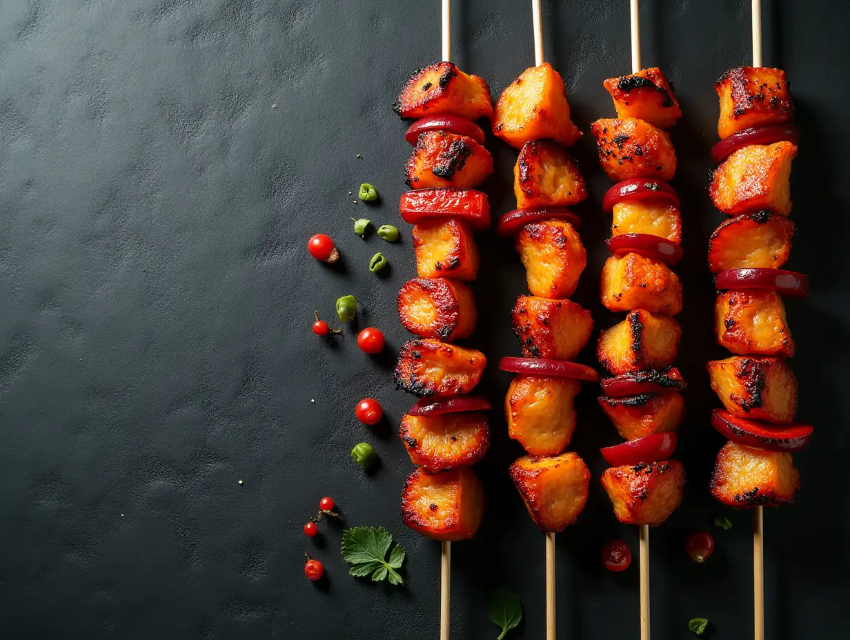 Assorted-Kebabs-on-Black-Stone-Table