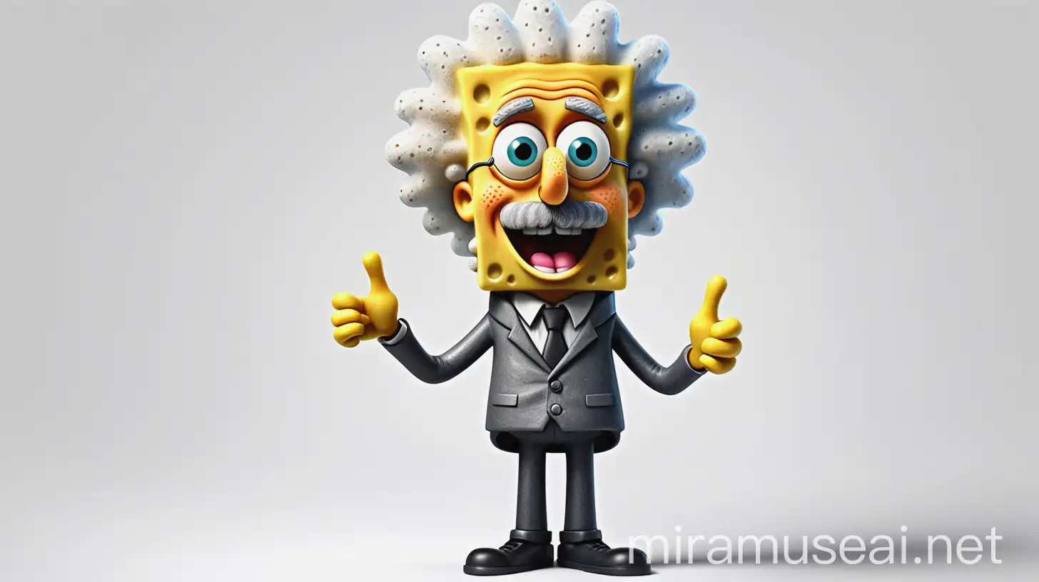 Genius Spongebob Einstein Character on White Background