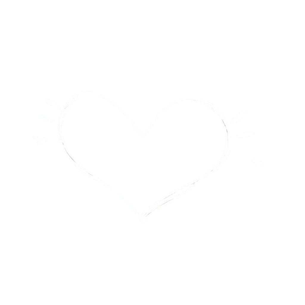 transparent png only sketch in white doodly style, only white outlines, cute, perfect for instagram sticker of:  smiling heart