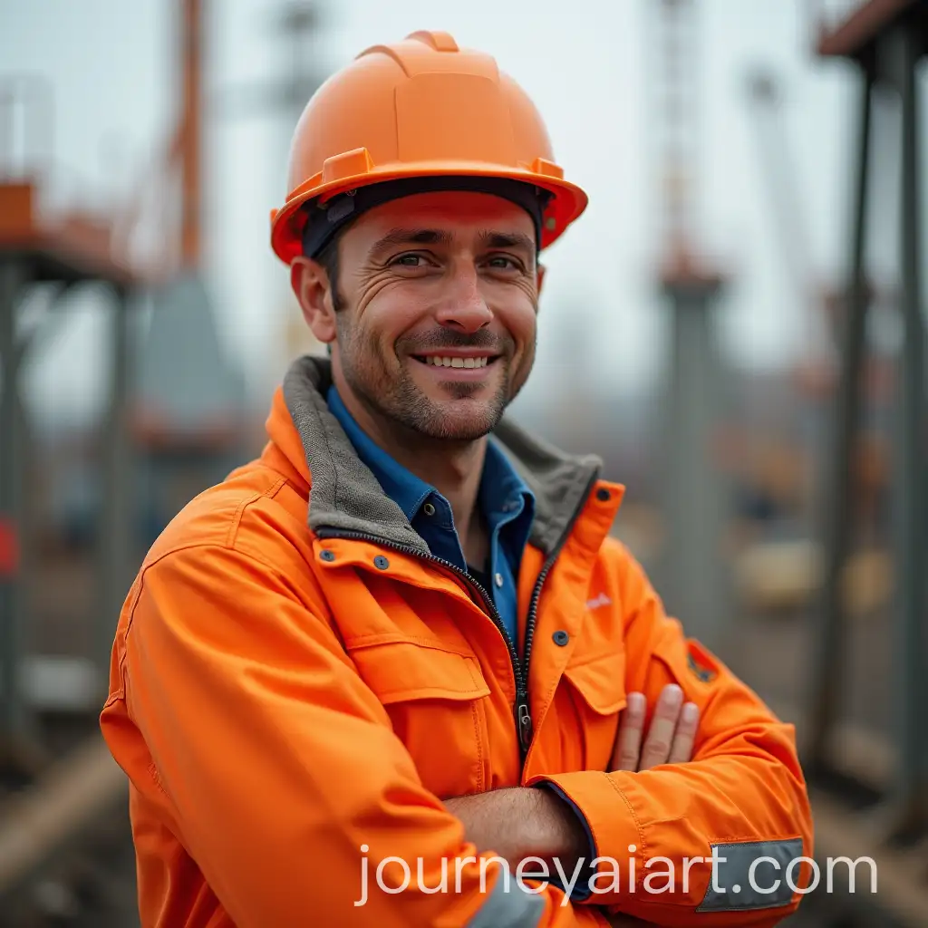 Skilled-Electrical-Engineer-Working-on-Construction-Site-in-Vibrant-Orange-Uniform