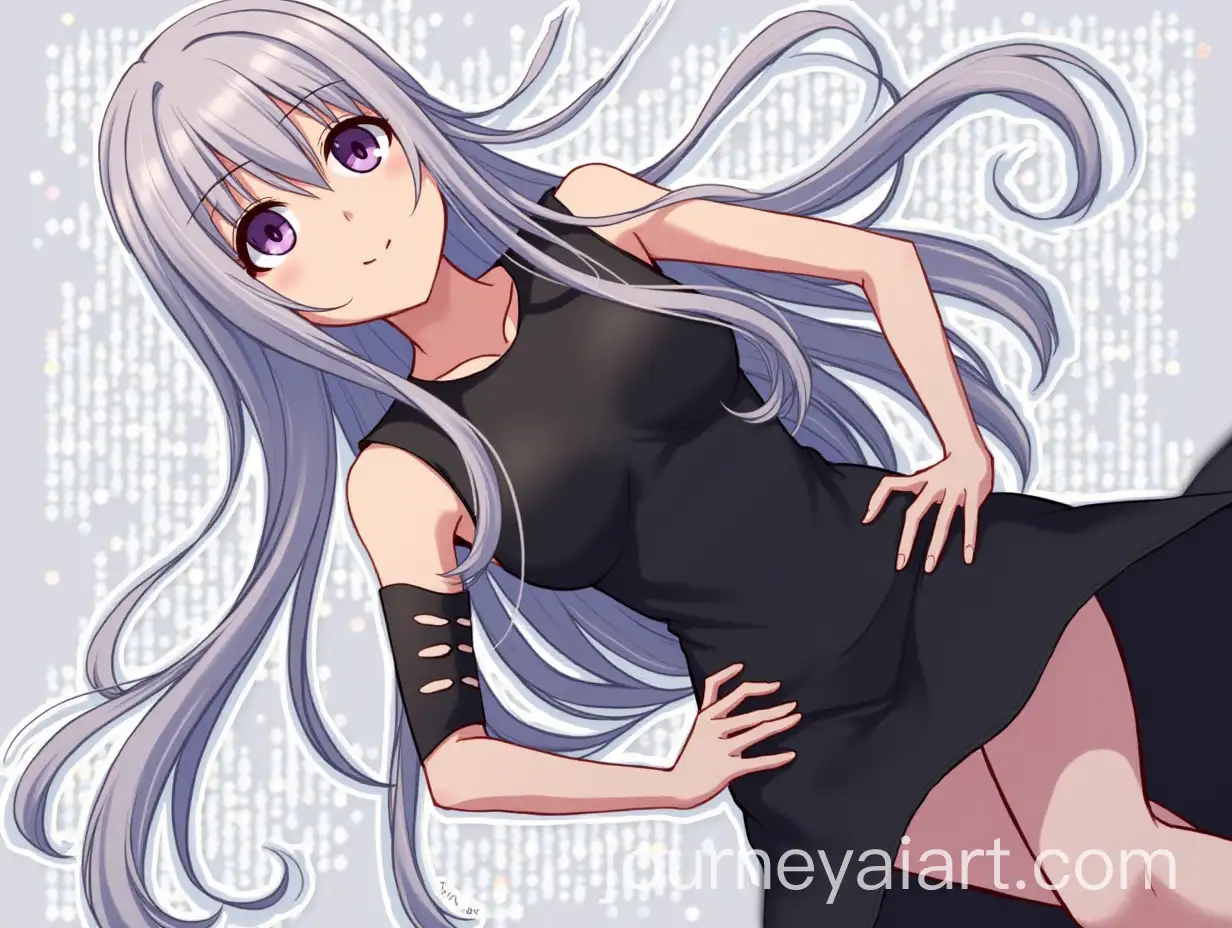 Tao-Saotome-in-Elegant-Black-Dress-with-Purple-Eyes