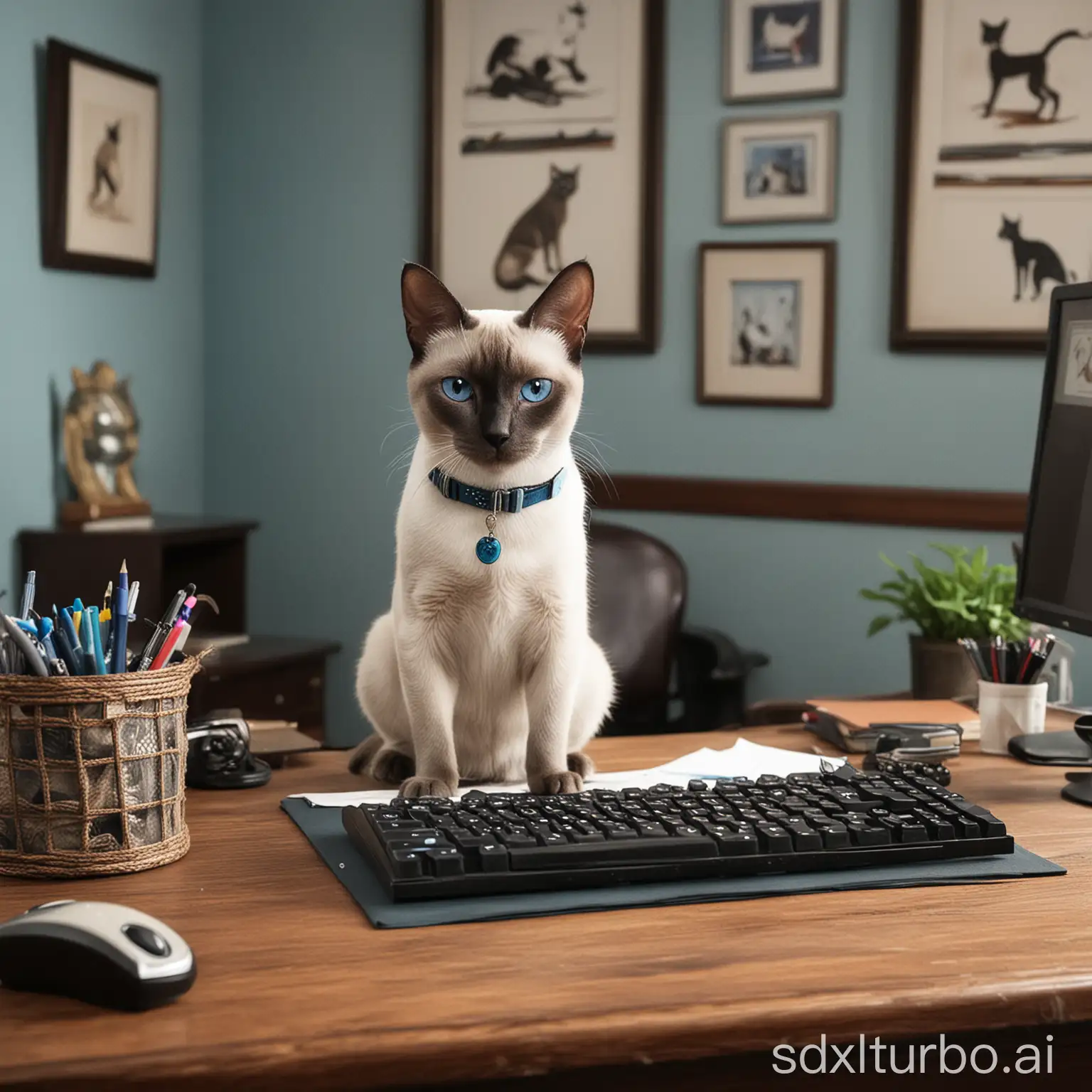 Siamese-Blue-Cat-in-an-Office-Setting